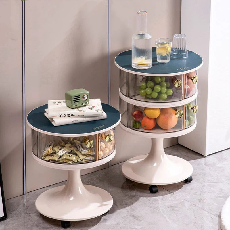 Nordic Round Coffee Table on Wheels | Modern Sofa Side Table Rolling Coffee Table Babs