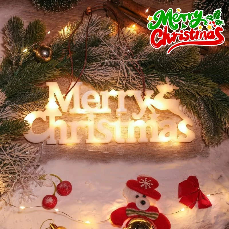 LED Merry Christmas Sign Light-Up Holiday Window Wall Decor Christmas LED Sign Babs