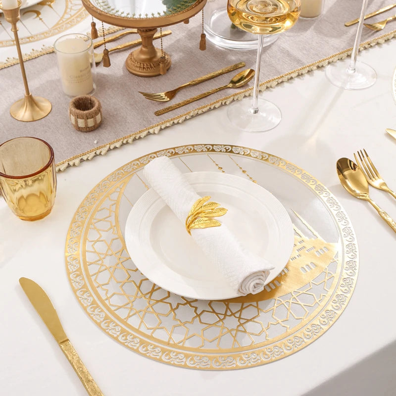 Eid Mubarak PVC Placemats – Ramadan Gold Moon Table Mats Festive Table Mats Babs
