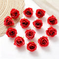 10 Pcs Mini Silk Artificial Rose Flower Heads for DIY Decor Artificial Silk Flowers Babs Red 10Pcs