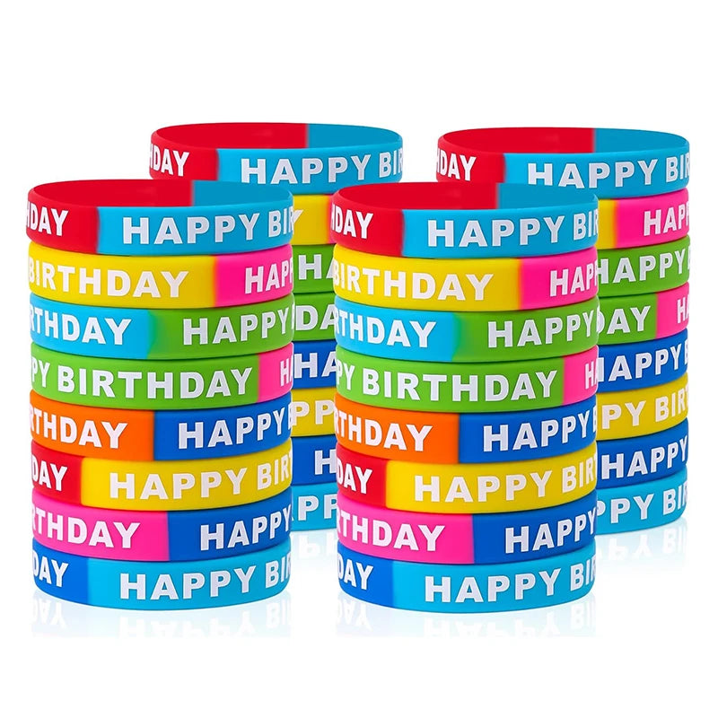 Happy Birthday Rubber Bracelets Kids Party Favors 10/20 Pcs Party Favor Bracelets Babs 20pcs