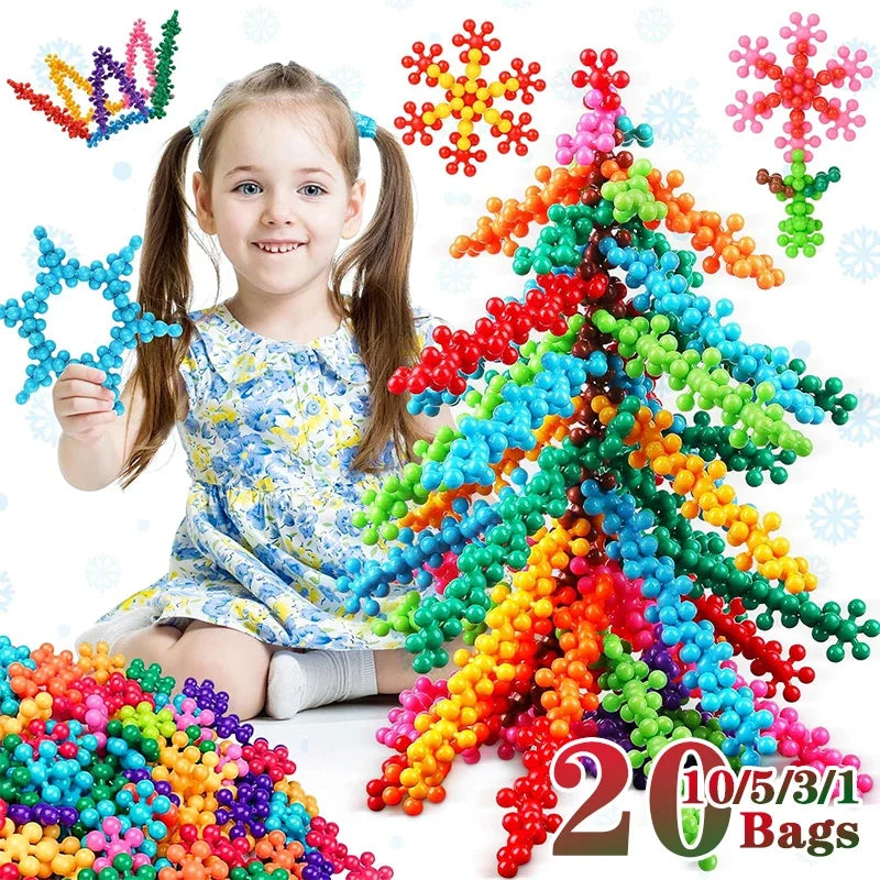 Snowflake Interlocking Building Blocks STEM Toy for Kids Interlocking Building Blocks Babs