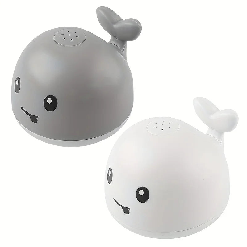 Baby Whale Bath Toy – LED Light Up Induction Water Squirt Baby Bath Toy Babs white