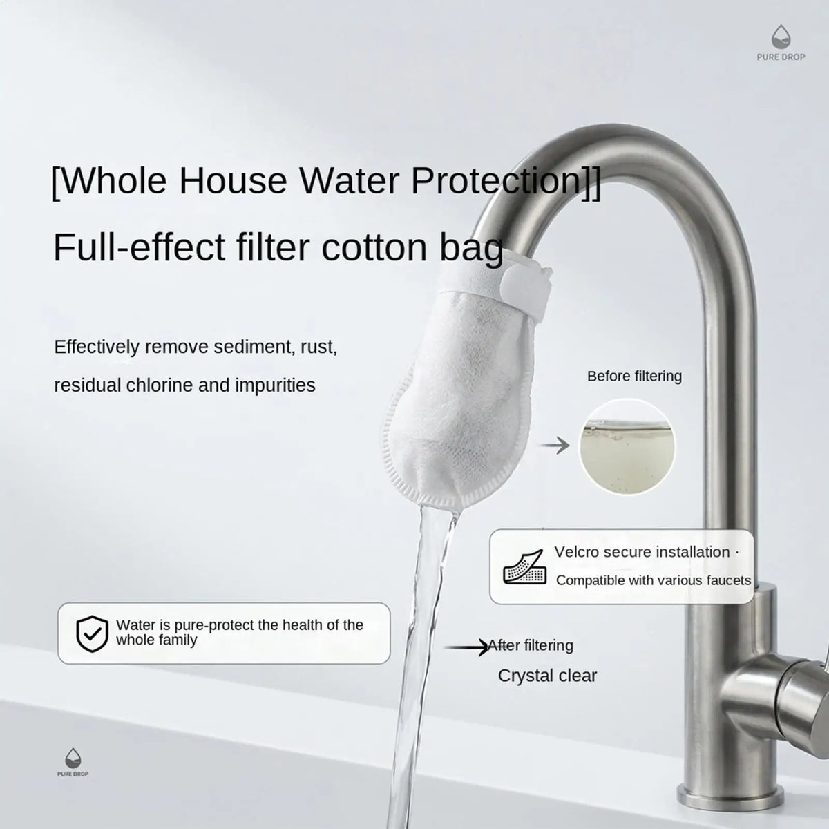 50-Pack Faucet Filter Bags – Anti-Splash Sand & Rust Removal Faucet Filter Bags Babs