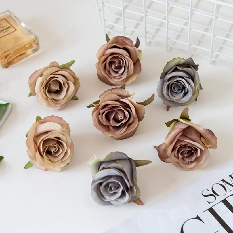 50/100pcs Silk Rose Artificial Flowers UV-Resistant Wedding Decor Artificial Silk Flowers Babs
