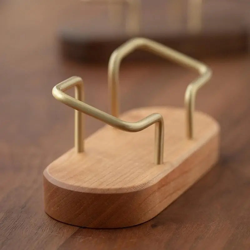 Solid Wood Oval Business Card Holder with Brass Stand Business Card Holder Babs
