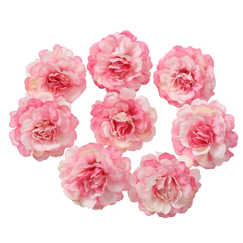 Silk Rose Artificial Flower Heads | Wedding & Home Décor Artificial Flower Heads Babs Pink 10Pcs