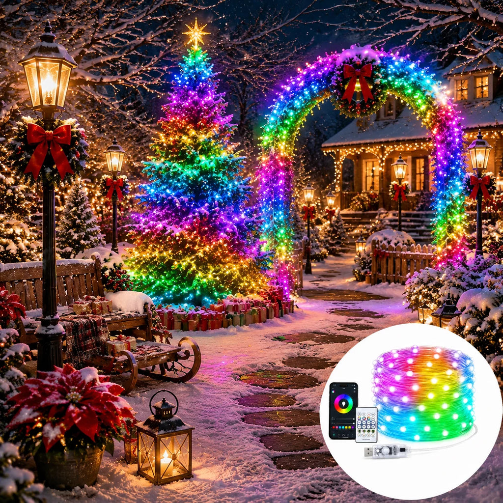 USB RGB LED String Lights Bluetooth App Control – Car & Home RGB LED String Lights Babs