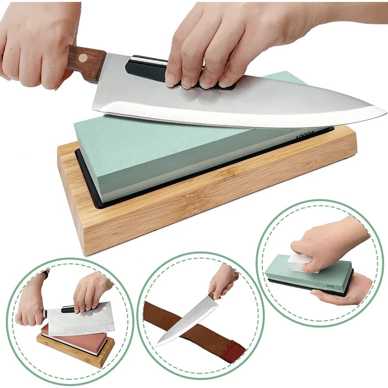 9-Piece Knife Sharpening Kit – 400 to 8000 Grit Whetstone Set Knife Sharpening Kit Babs