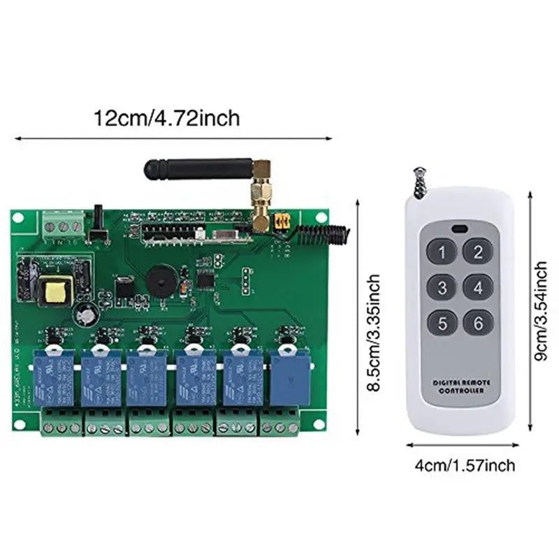6 Channel RF Relay Module Board Remote Control Switch 110-240V RF Relay Module Babs