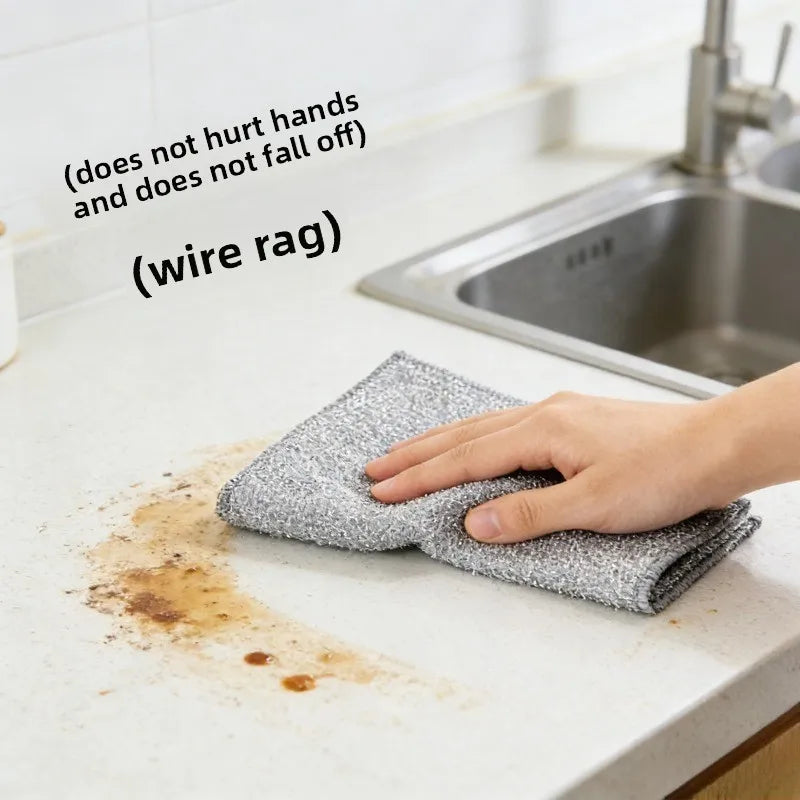 50PCS Silver Wire Cleaning Cloths – Kitchen Scrubber Dishcloths Kitchen Cleaning Cloth Babs