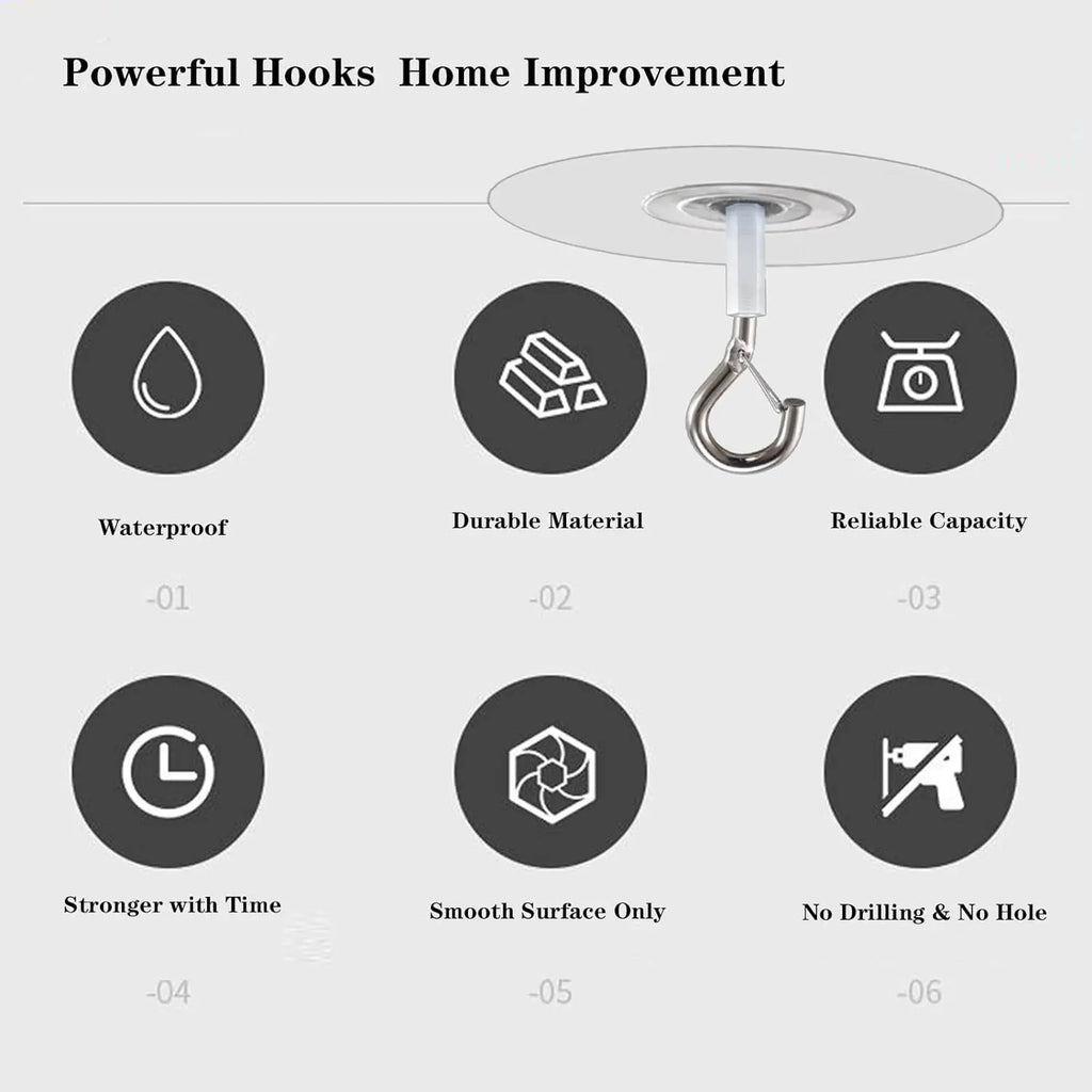 Heavy Duty Self-Adhesive Ceiling Hooks – No-Drill Hanging Adhesive Ceiling Hook Babs