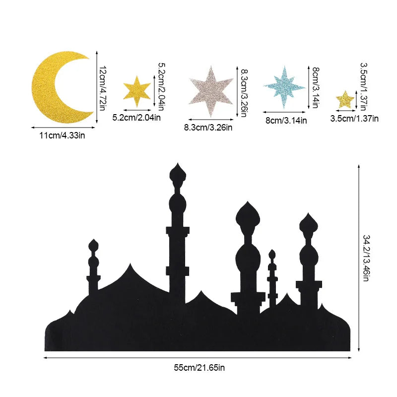 Eid Mubarak & Ramadan Kareem Wall Stickers – DIY Felt Decals Holiday Wall Sticker Babs