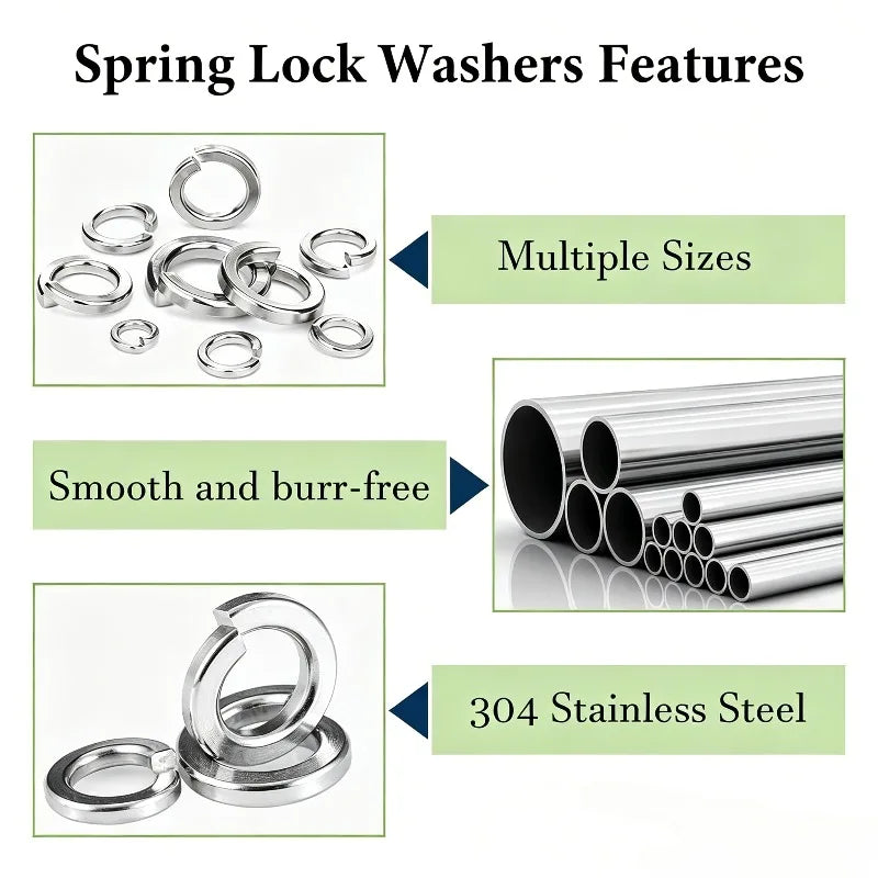 480pc Stainless Steel Lock Washer Assortment Kit M3–M10 Washer Assortment Kit Babs