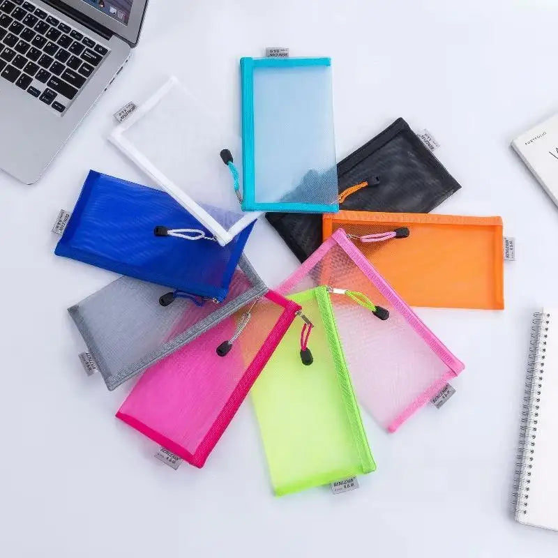 5-Pack Transparent Mesh Pencil Pouches | Zipper Stationery Bags Mesh Pencil Pouches Babs