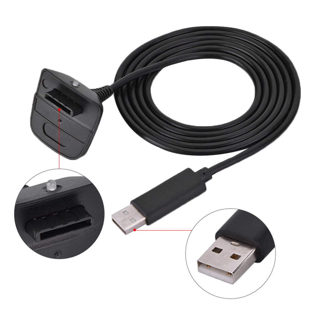 USB Charging Cable for Xbox 360 Wireless Controller + LED Indicator Controller Charging Cable Babs