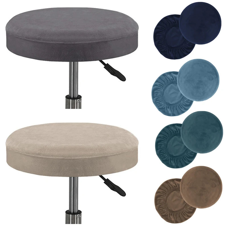 Elastic Round Stool Cover – Soft Velvet Washable Slipcover Stool Slipcover Babs