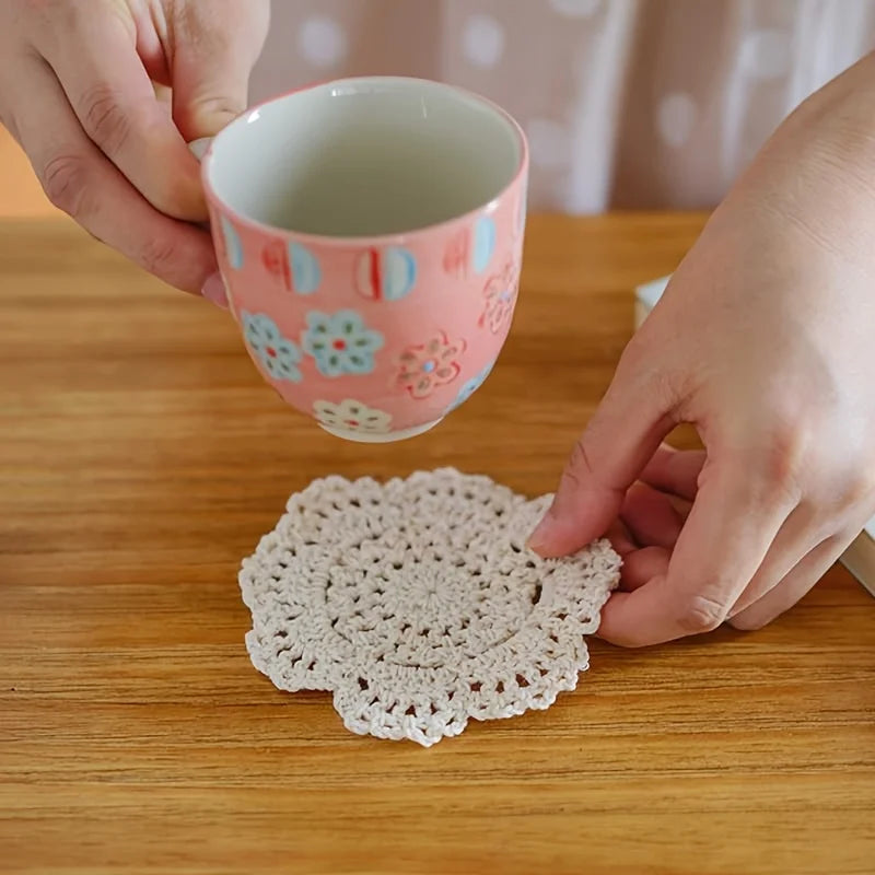 5pcs Vintage Floral Crochet Coasters – Home, Kitchen & Bar Crochet Coasters Babs