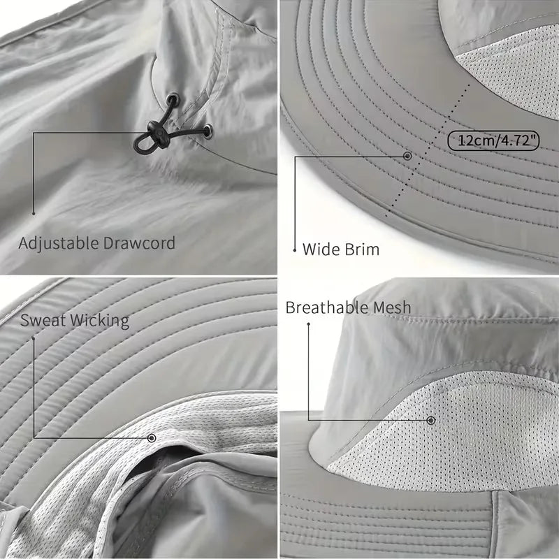 Waterproof Bucket Hat Wide Brim Sun Protection & Neck Cover Outdoor Bucket Hat Babs