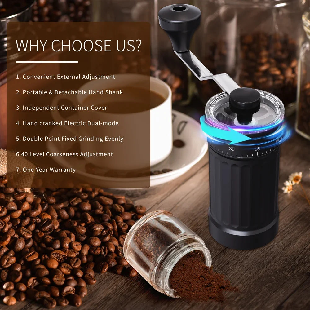 Manual Coffee Grinder – 40-Gear Ceramic Burr Mill Manual Coffee Grinder Babs