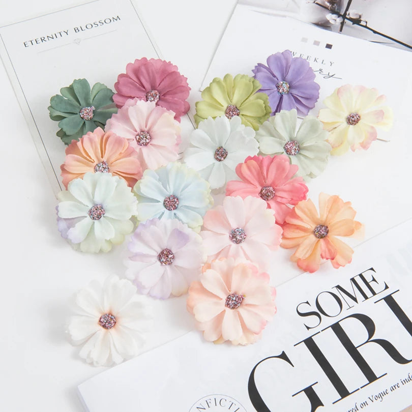 50/100pcs Silk Daisy Heads – Wedding & Home Décor Flowers Artificial Flower Heads Babs
