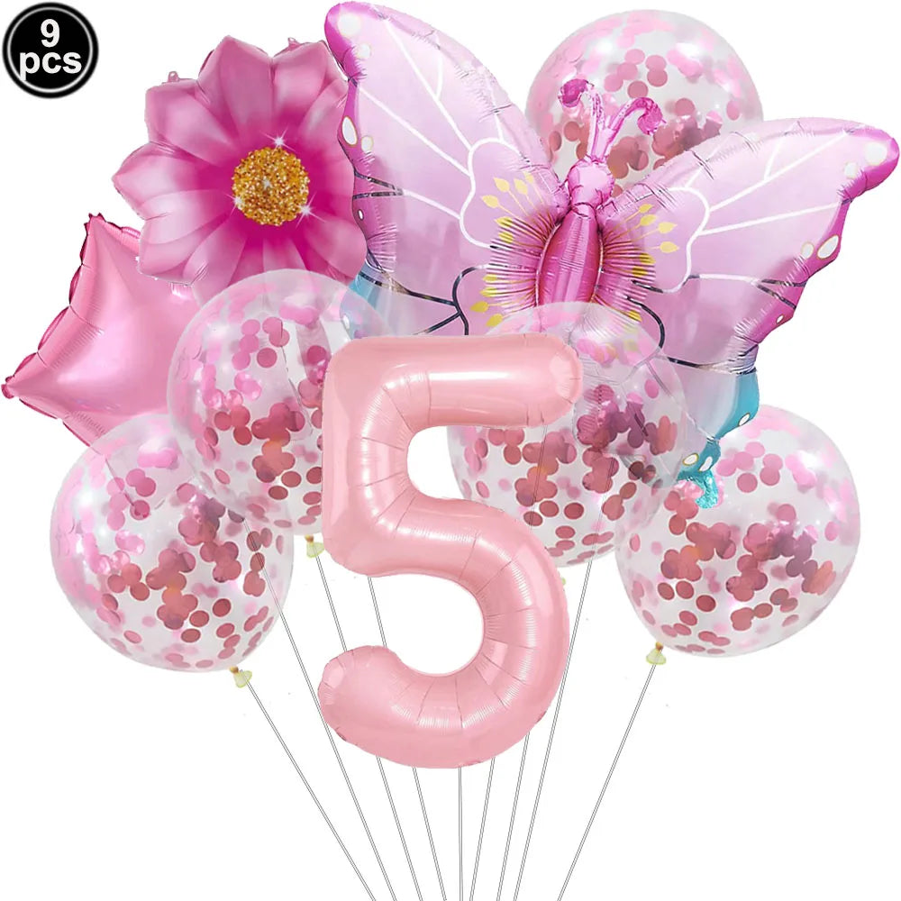 Butterfly Party Supplies Set – Plates, Cups & Foil Balloons Party Tableware Set Babs DEEP BLUE As pictures show