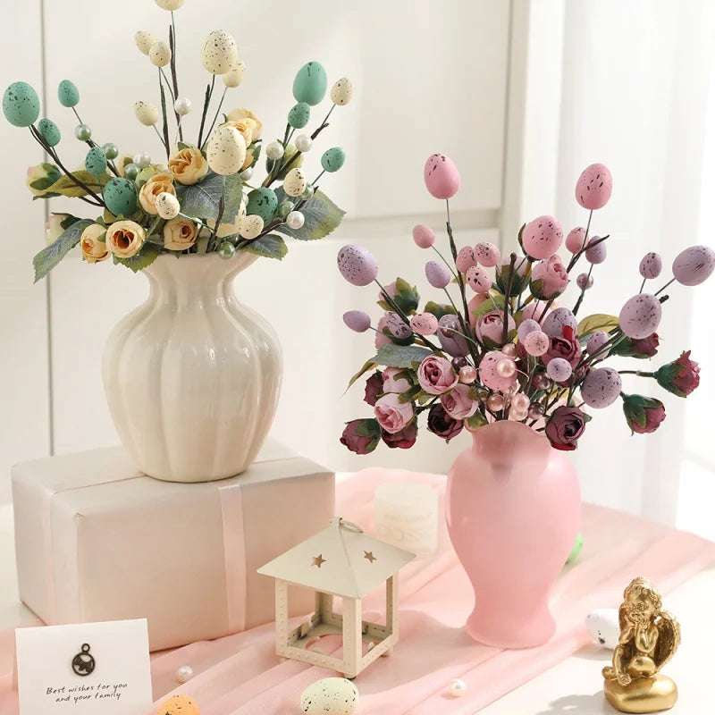 Artificial Eucalyptus Stem Easter Egg Bouquet – Silk Fake Flower Artificial Floral Stem Babs