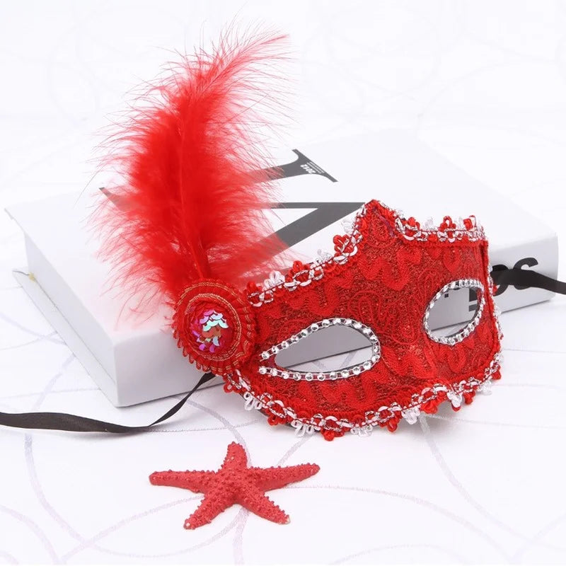 10pcs Feather Masquerade Masks – Halloween & Party Costume Masquerade Mask Set Babs