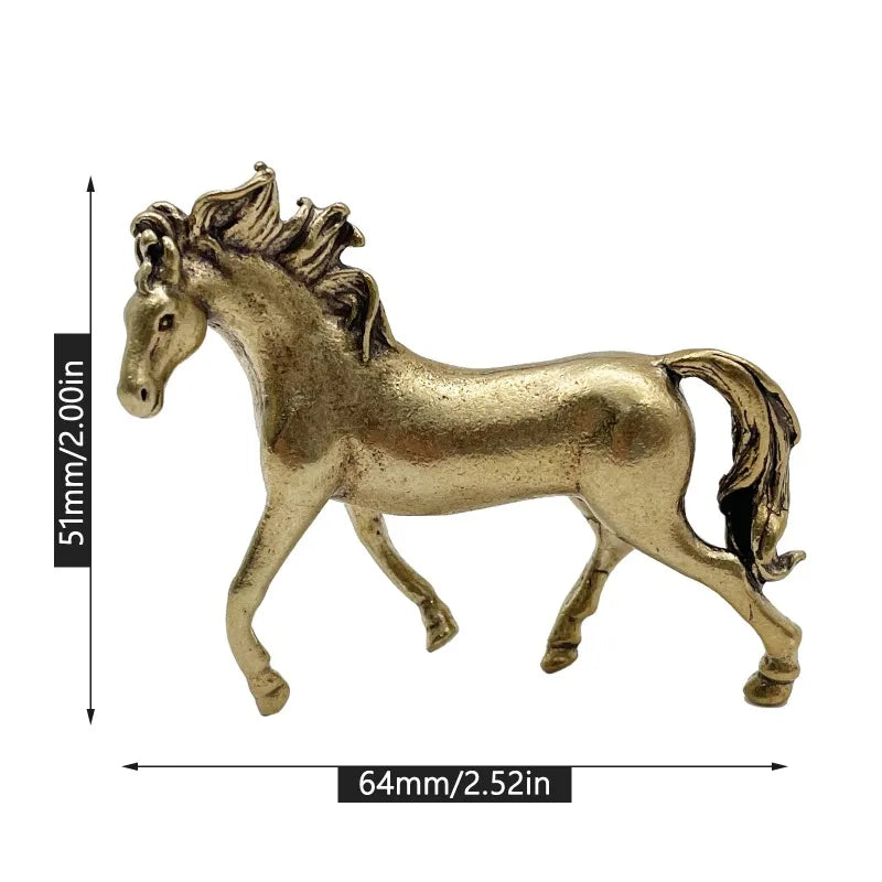 Pure Copper Horse Feng Shui Statue – Vintage Bronze Zodiac Figurine Decorative Figurine Babs A