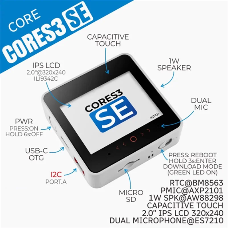 CoreS3 Lite ESP32-S3 IoT Dev Kit | WiFi, Touch, Audio IoT Development Board Babs
