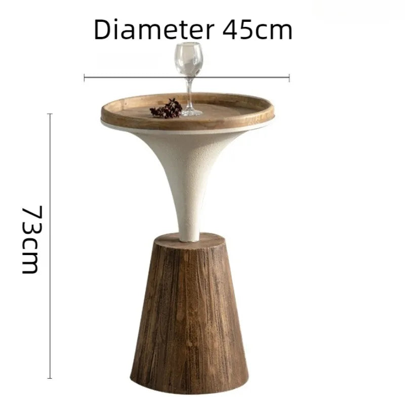 Round Solid Oak Coffee Side Table – Modern Minimalist Style Coffee Side Table Babs White