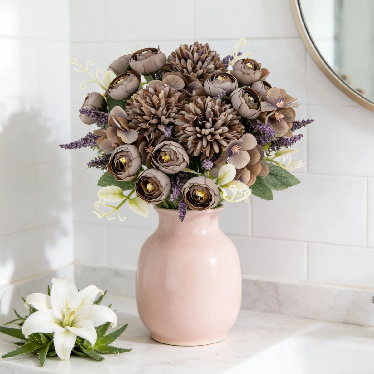 Artificial Silk Rose & Hydrangea Bouquet – Wedding & Home Decor Artificial Flower Bouquet Babs