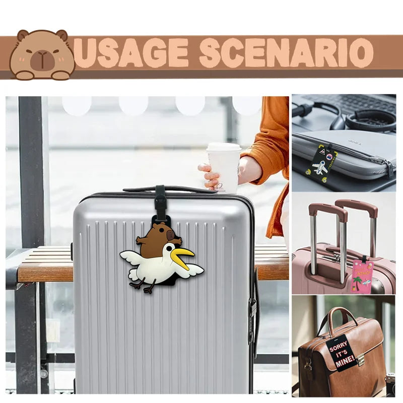 Cartoon Capybara PVC Luggage Tag – ID & Address Holder Luggage Tag Babs