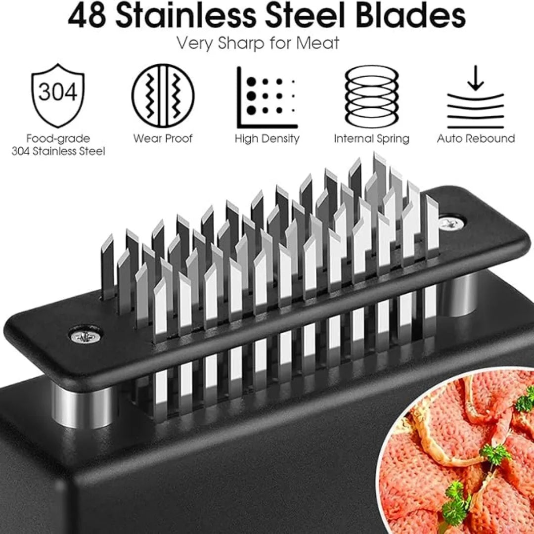 48-Pin Stainless Steel Meat Tenderizer – BBQ Kitchen Tool Meat Tenderizer Tool Babs