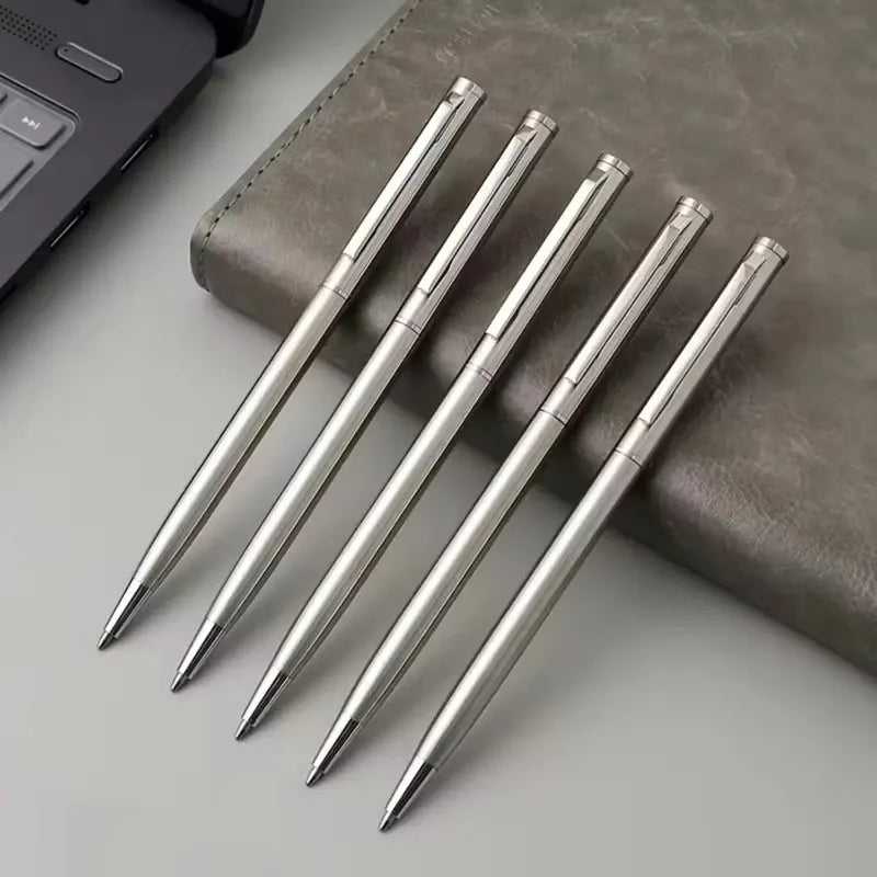 5-Pack Stainless Steel Twist-Top Ballpoint Pens, Medium Nib Ballpoint Pen Set Babs 5-pack Blue