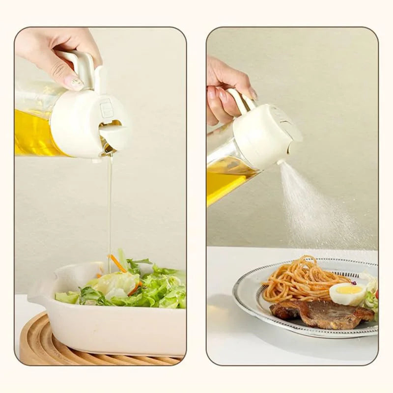 2-in-1 Glass Oil Sprayer & Dispenser Bottle 450ml Kitchen Oil Sprayer Dispenser Babs