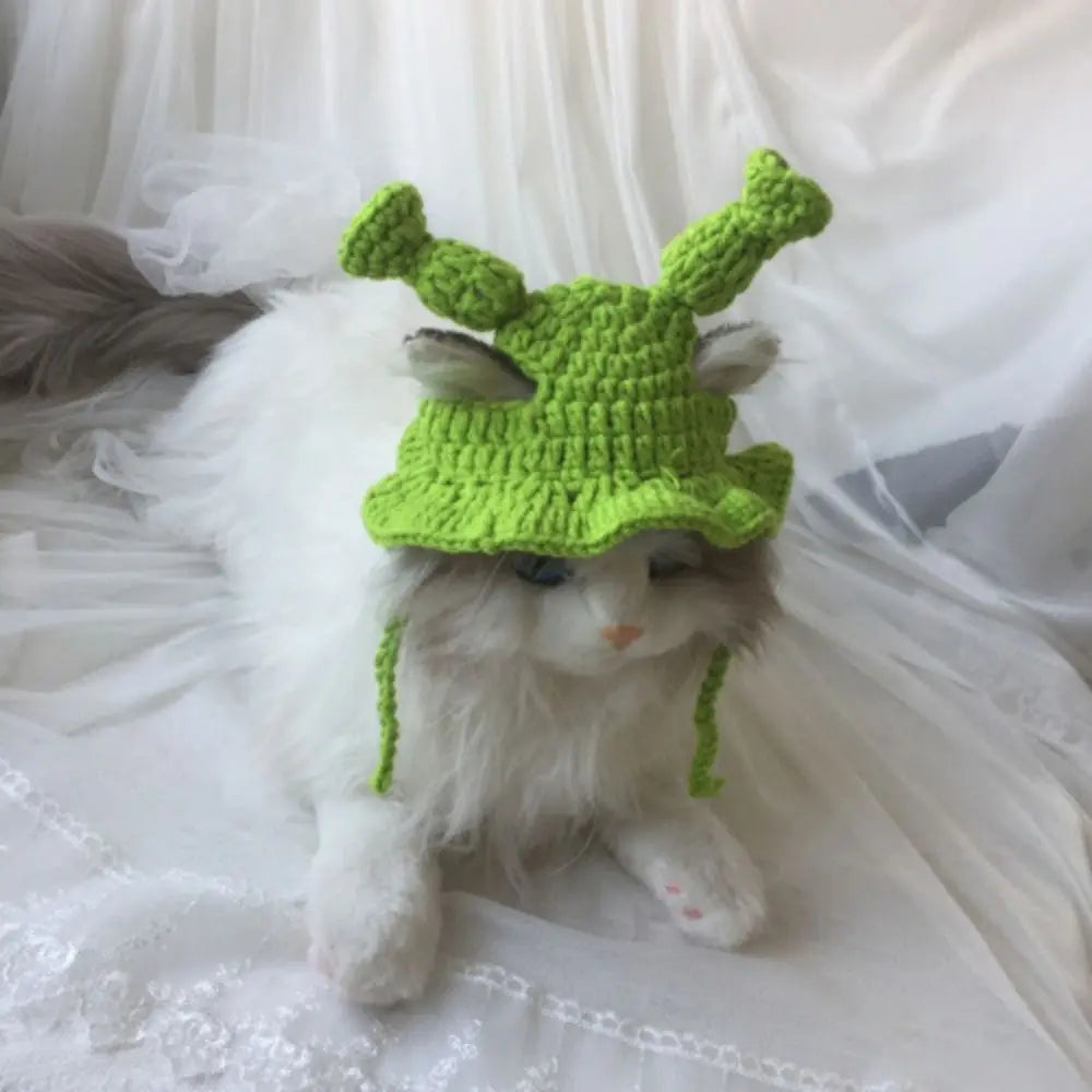 Crochet Frog Hat for Cats & Dogs – Cute Pet Party Photo Prop Pet Costume Hat Babs S-horn