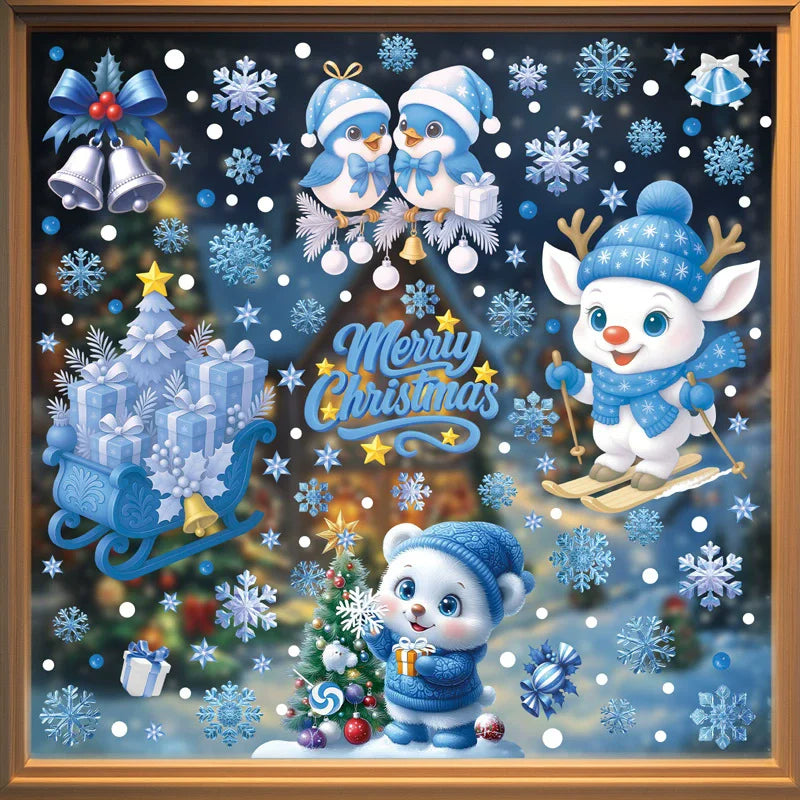 Christmas Window Static Clings – Santa, Snowman & Snowflake Window Static Clings Babs S09