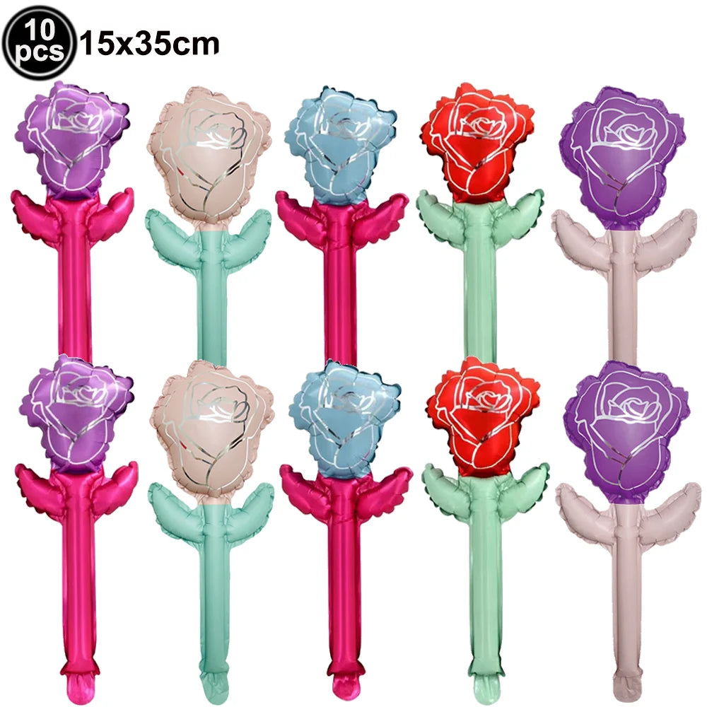 10pcs Mini Rose Flower Balloons – Wedding & Party Décor Foil Party Balloons Babs MINT GREEN As pictures show