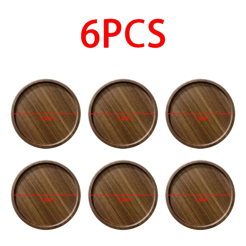 Wooden Coasters for Drinks – Eco-Friendly Wood Cup Coaster Set Wood Drink Coasters Babs 6pcs 1-Walnut