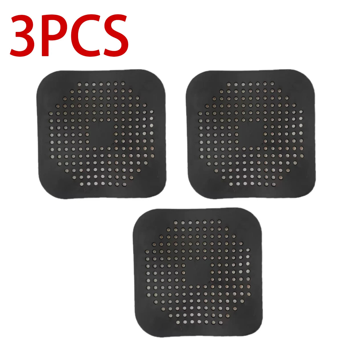 Silicone Shower Drain Hair Catcher & Sink Strainer Filter Drain Hair Strainer Babs 3pcs 3-Black