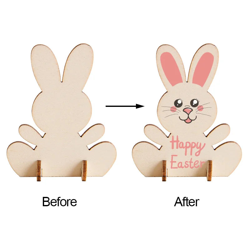 Wooden Easter Rabbit DIY Ornaments – 5/10/20 Pcs Craft Kit DIY Craft Ornament Kit Babs