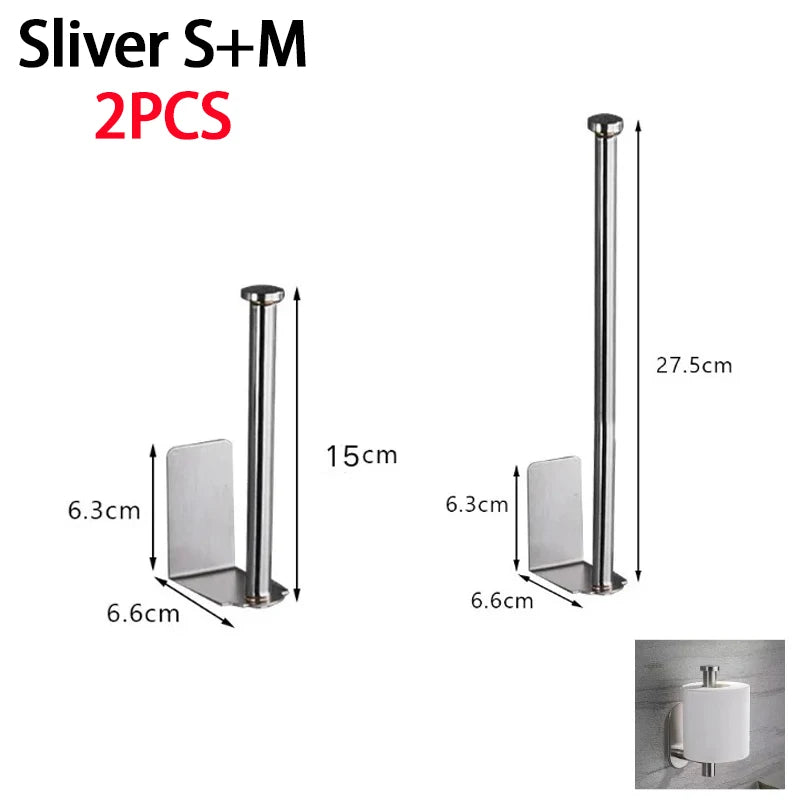 Under Sink Paper Towel Holder Stainless Steel Organizer Rack Kitchen Storage Rack Babs Sliver-S M-2Pcs