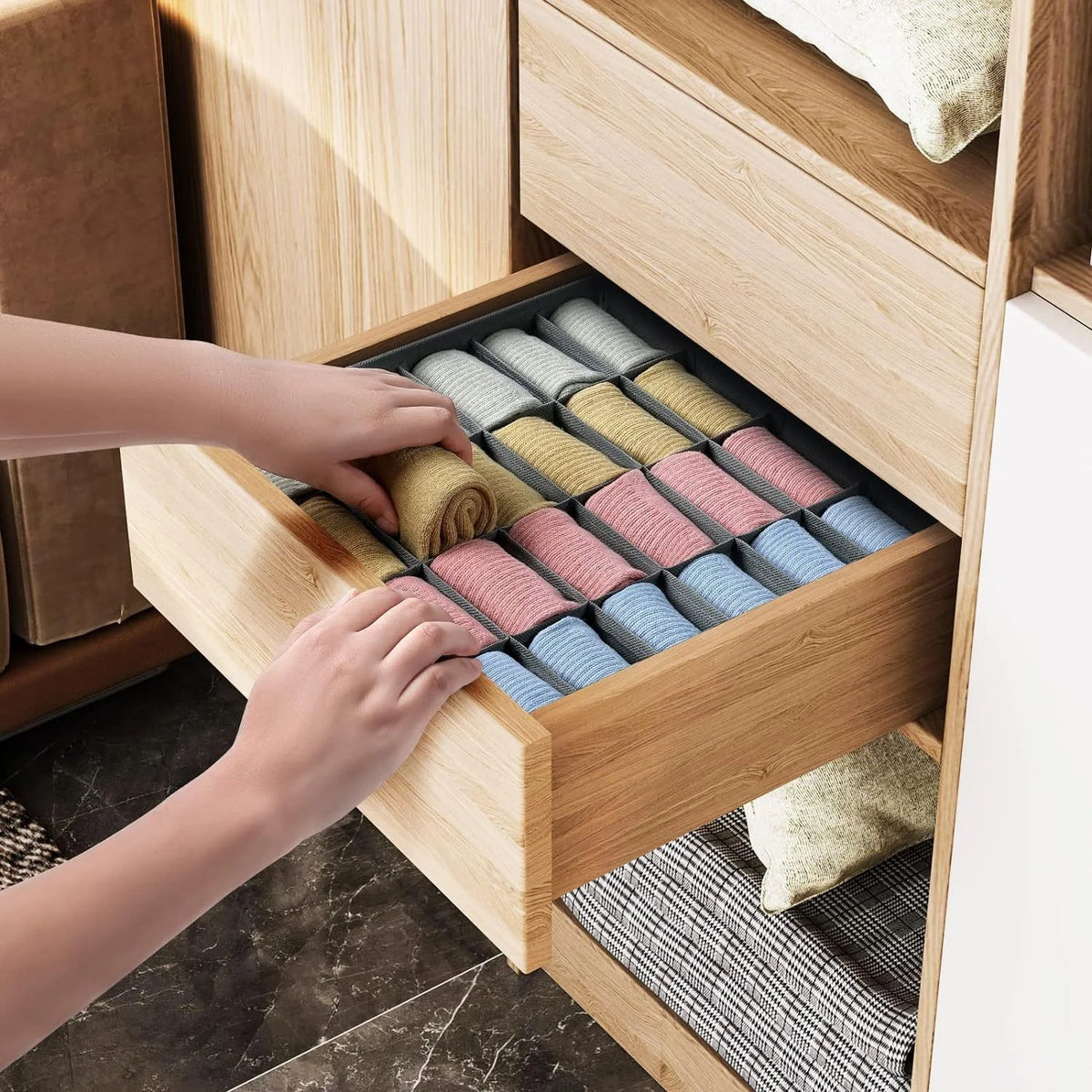 24-Cell Collapsible Sock & Underwear Drawer Organizer Drawer Organizer Babs
