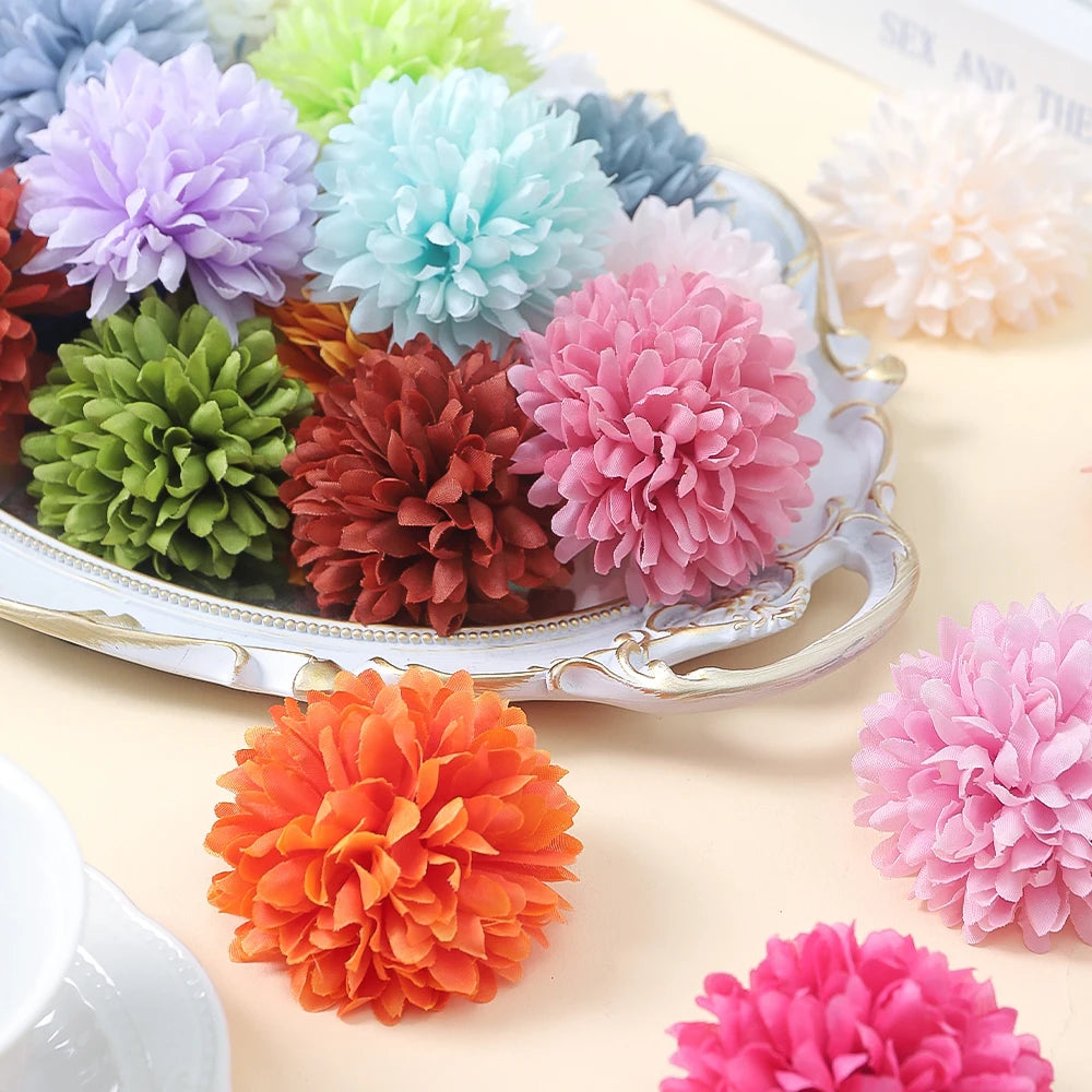 10 Pcs Orange Silk Chrysanthemum Artificial Flower Heads Decor Artificial Flower Heads Babs
