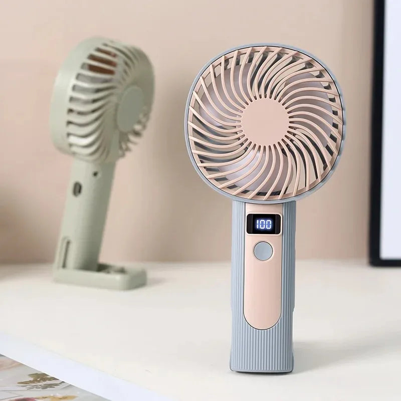 120-Speed Handheld Fan Digital Display USB-C Rechargeable 2-in-1 Handheld Portable Fan Babs