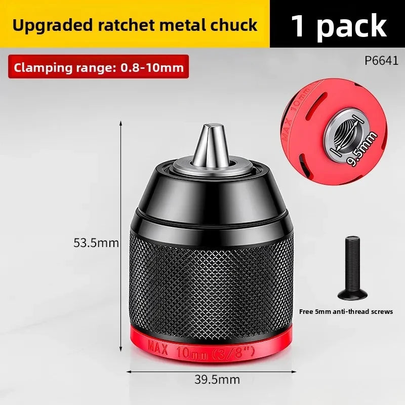 3-Jaw Keyless Drill Chuck 0.8–13mm Self-Tightening Metal Chuck Keyless Drill Chuck Babs 1pc 0.8-10mm Chuck