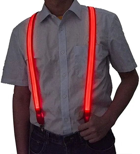 LED Light-Up Suspenders & Bow Tie Glow Party Costume Set LED Costume Accessory Babs
