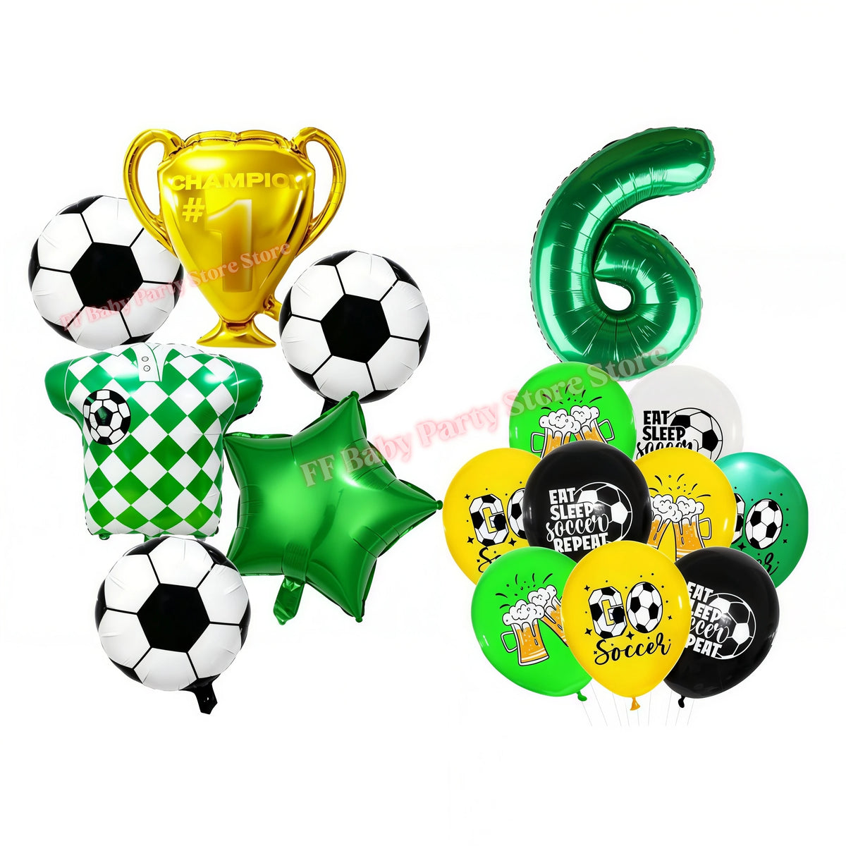Soccer Football Birthday Party Decorations – Balloons, Plates & Cups Party Decoration Kit Babs 25pcs Balloons-6