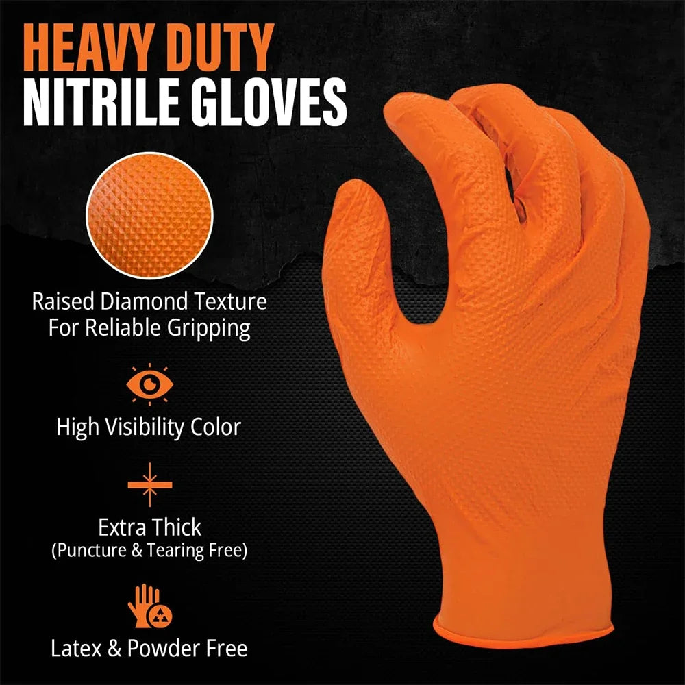 8mil Heavy Duty Nitrile Gloves – Textured Grip, Disposable Work Disposable Nitrile Gloves Babs